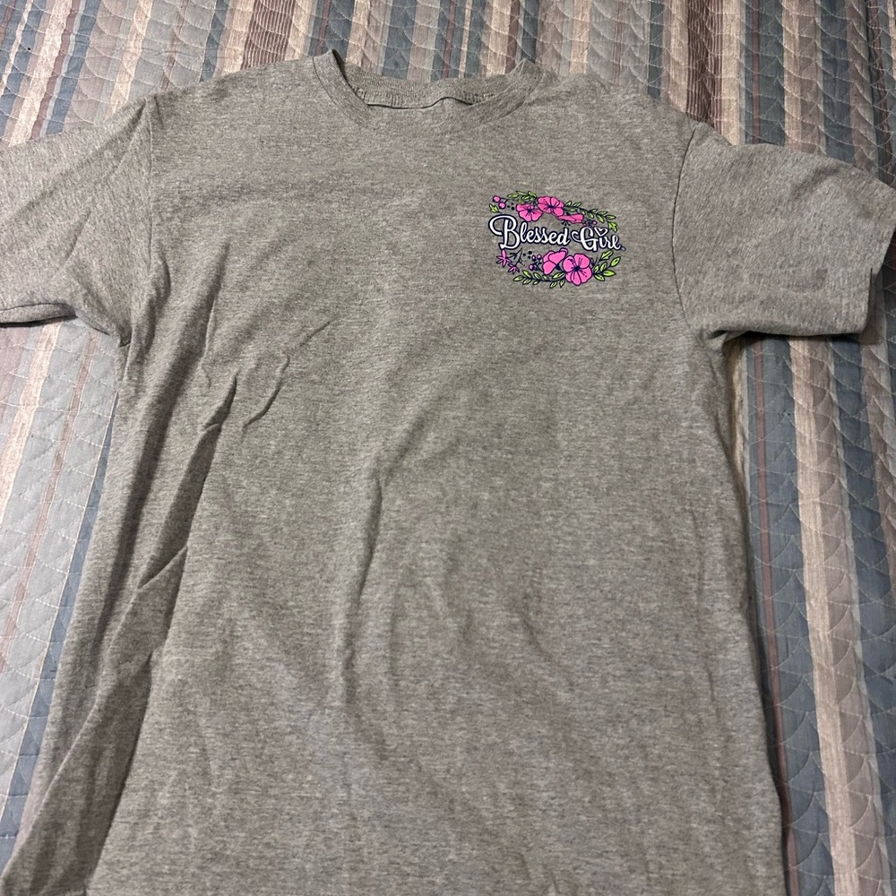 Gray T-Shirt with Floral Graphic